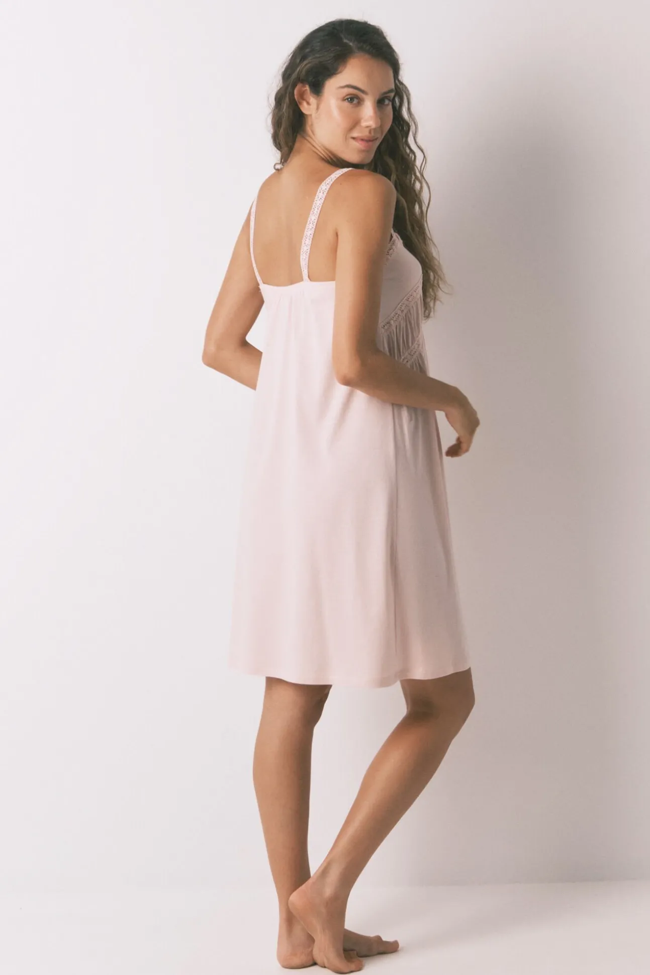 Camisa de dormir midi "maternity" de algodão rosa
