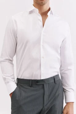 Camisa de fato lisa fácil de engomar