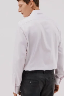 Camisa de fato riscas fácil de engomar