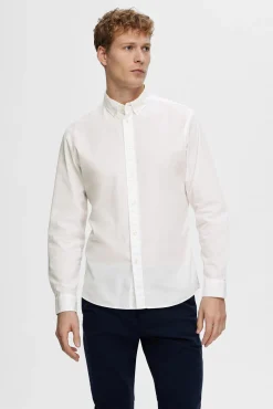 Camisa de manga comprida Slim Fit confecionada com algodão reciclado