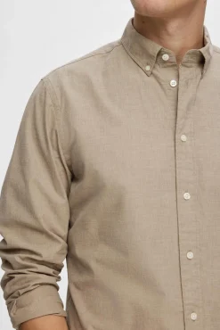Camisa de manga comprida Slim Fit confecionada com algodão reciclado