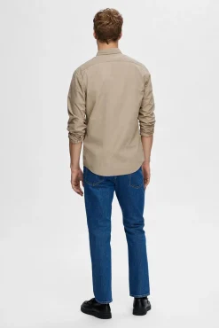Camisa de manga comprida Slim Fit confecionada com algodão reciclado