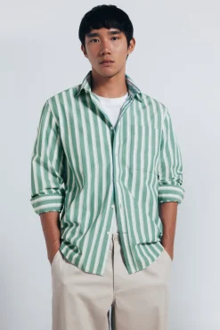 Camisa de popelina riscas