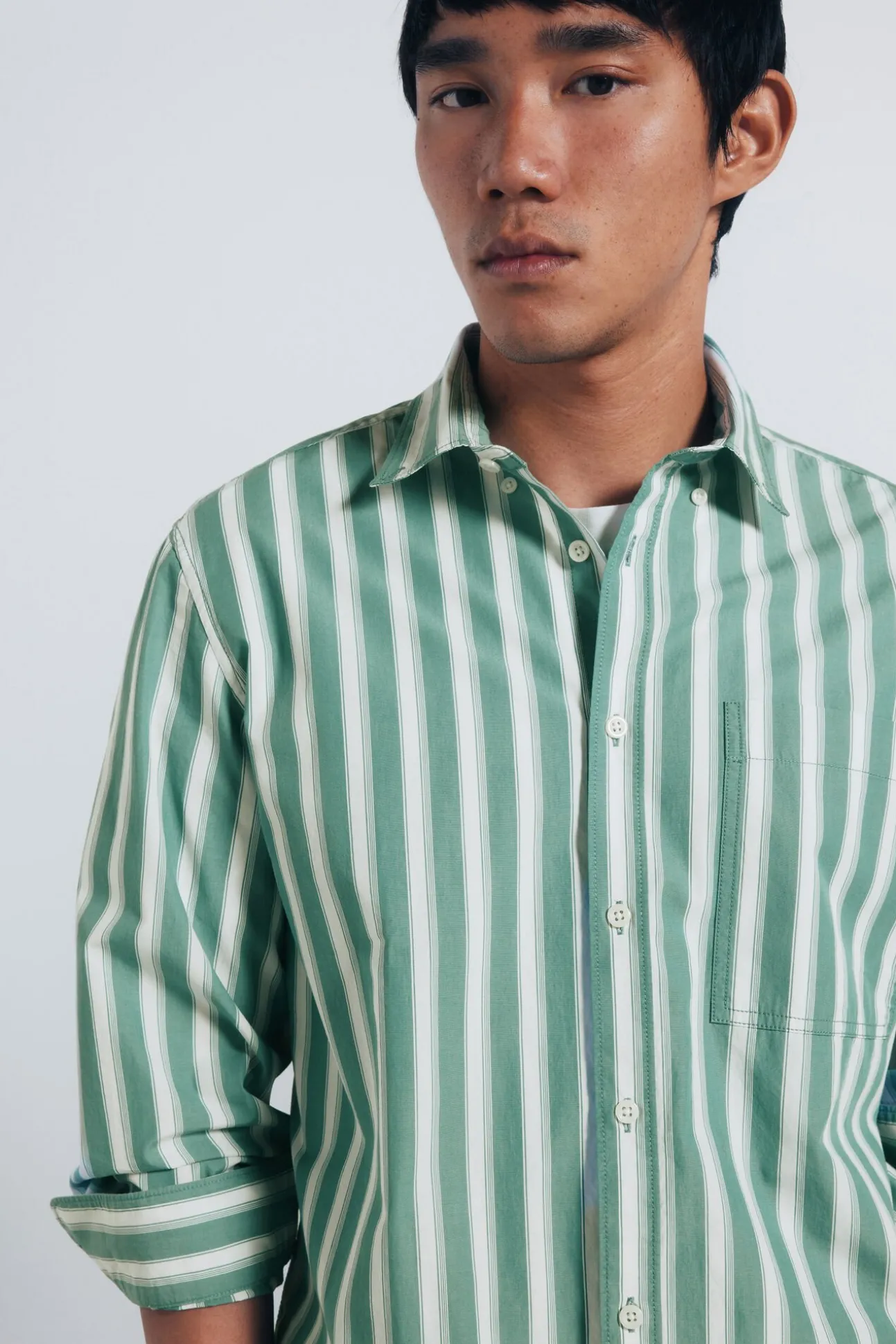 Camisa de popelina riscas