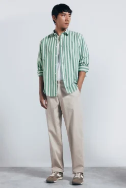 Camisa de popelina riscas