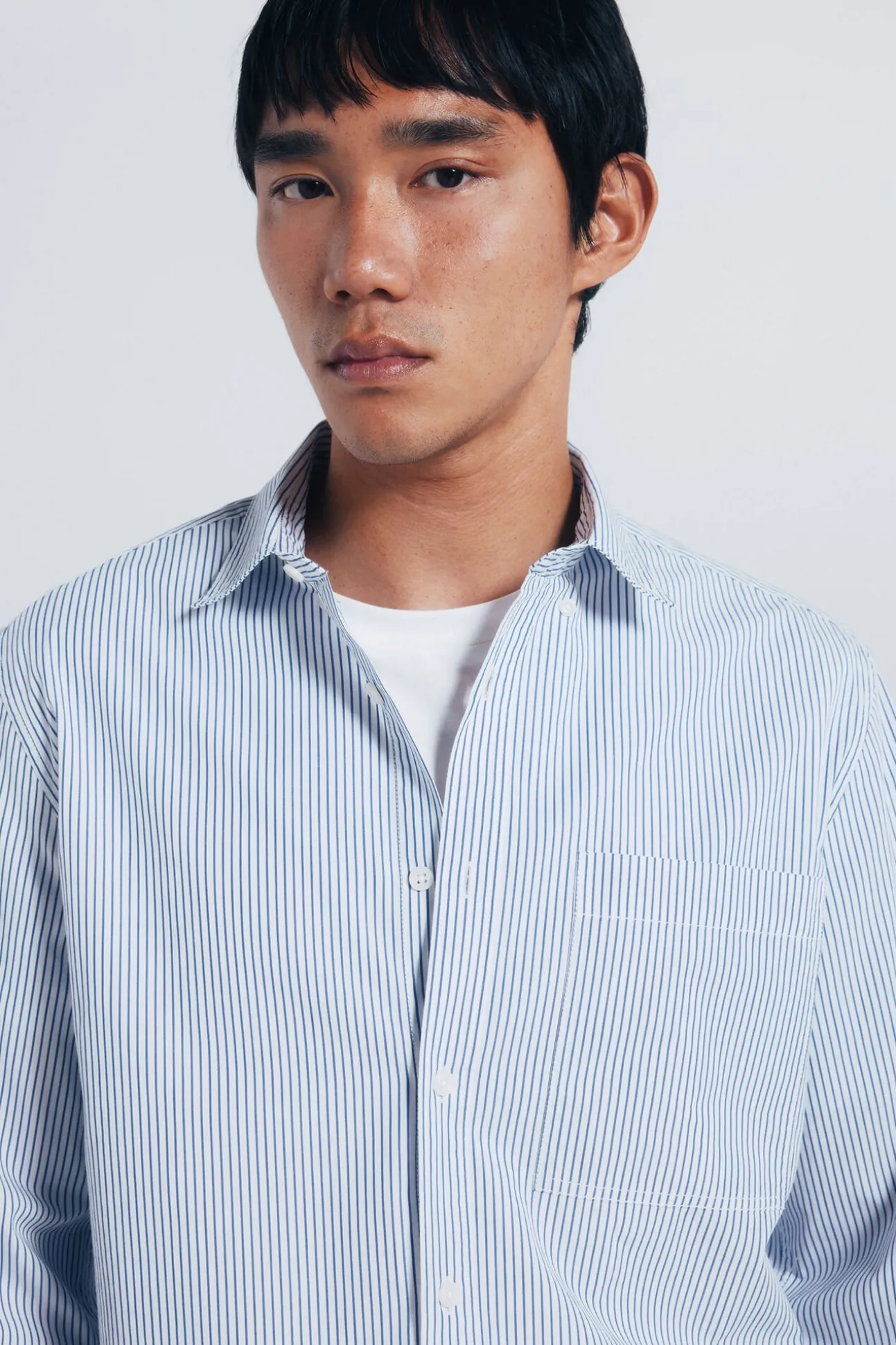 Camisa de popelina riscas