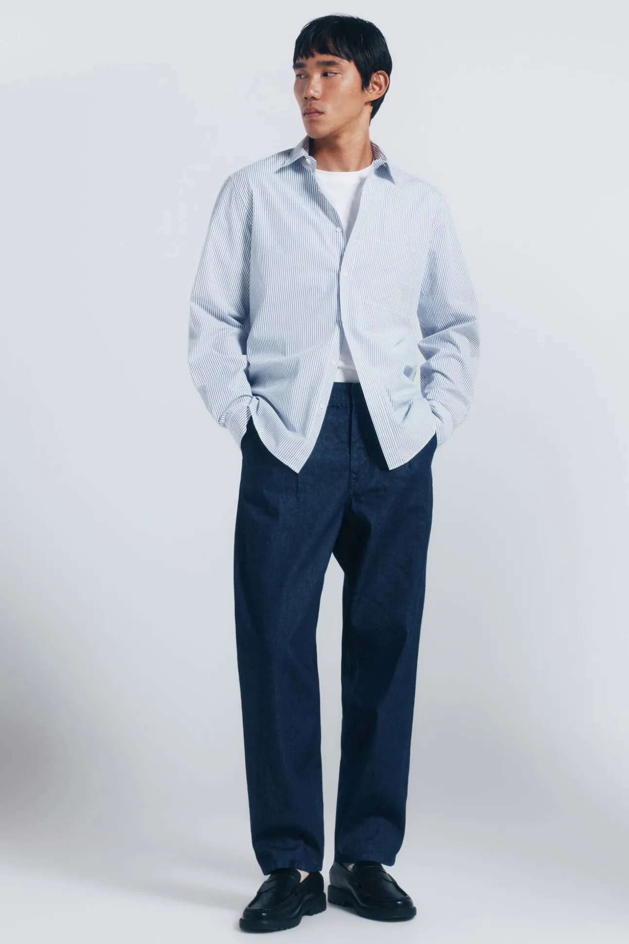 Camisa de popelina riscas