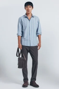 Camisa de popelina riscas