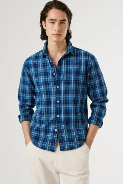 Camisa de Popelina xadrez de corte regular