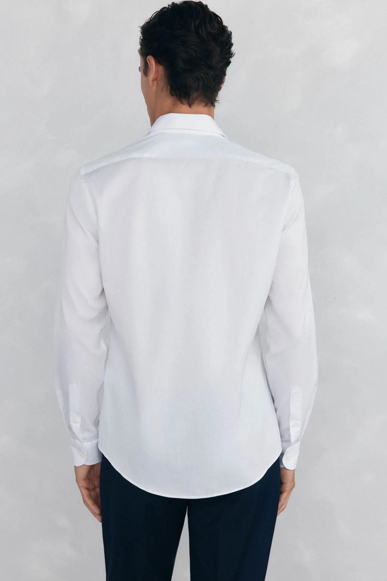 Camisa de sarja lisa, fácil de passar + anti-odor, corte slim
