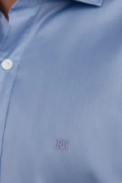 Camisa de sarja lisa, fácil de passar + anti-odor, corte slim