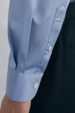 Camisa de sarja lisa, fácil de passar + anti-odor, corte slim