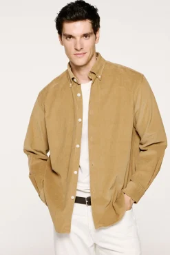 Camisa de veludo cotelê 100% algodão orgânico