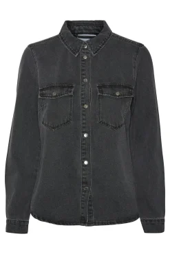 Camisa denim com bolsos no peito
