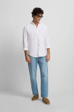 Camisa esportiva Oxford com corte franzido