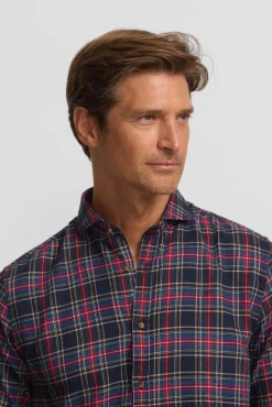 Camisa esportiva xadrez tartan bicolor