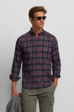 Camisa esportiva xadrez tartan bicolor
