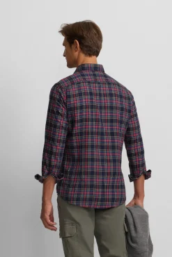 Camisa esportiva xadrez tartan bicolor