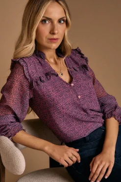 Camisa estampada Idalia com babados