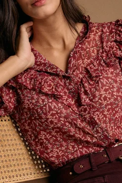 Camisa estampado Lidia com babados