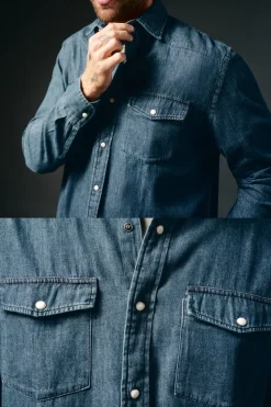 Camisa jeans com bolsos