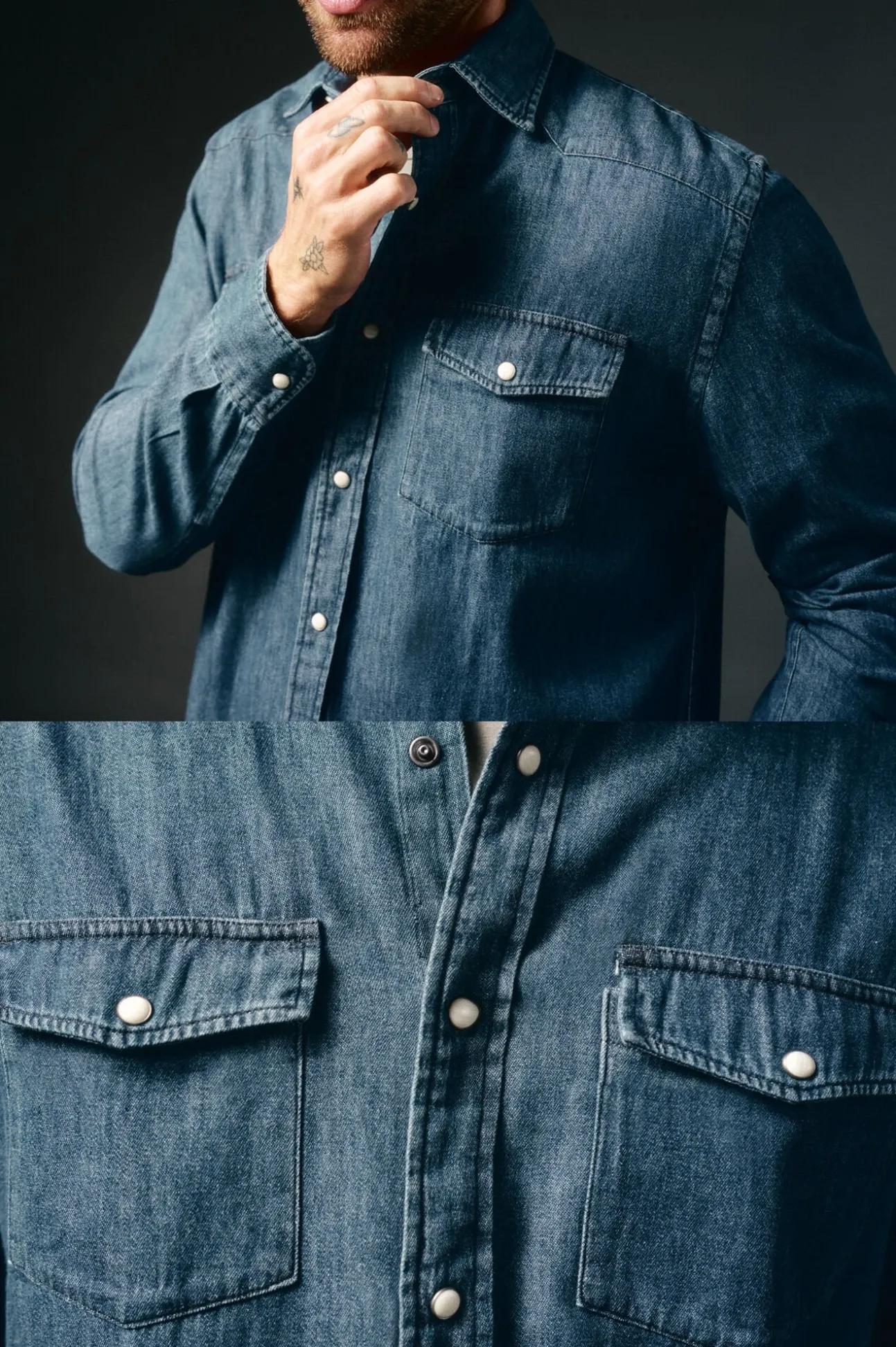 Camisa jeans com bolsos