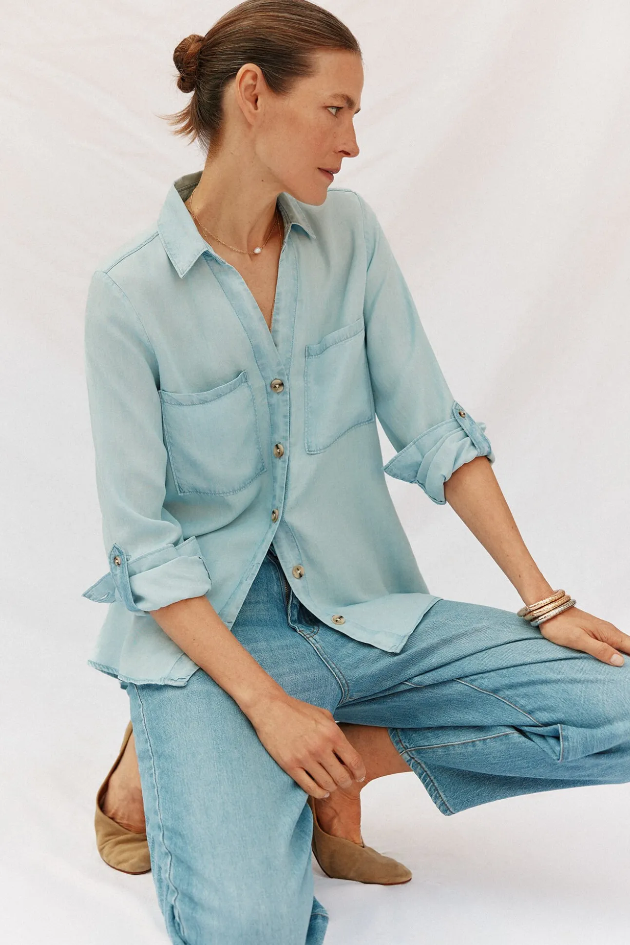 camisa jeans tencel