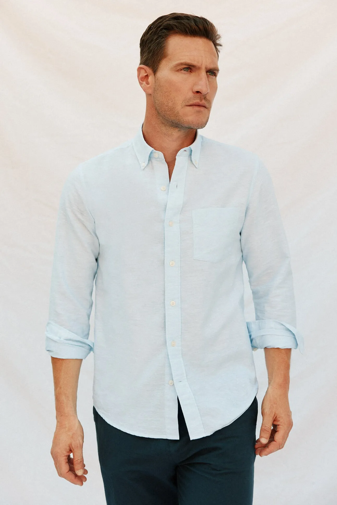 Camisa linho algodão liso