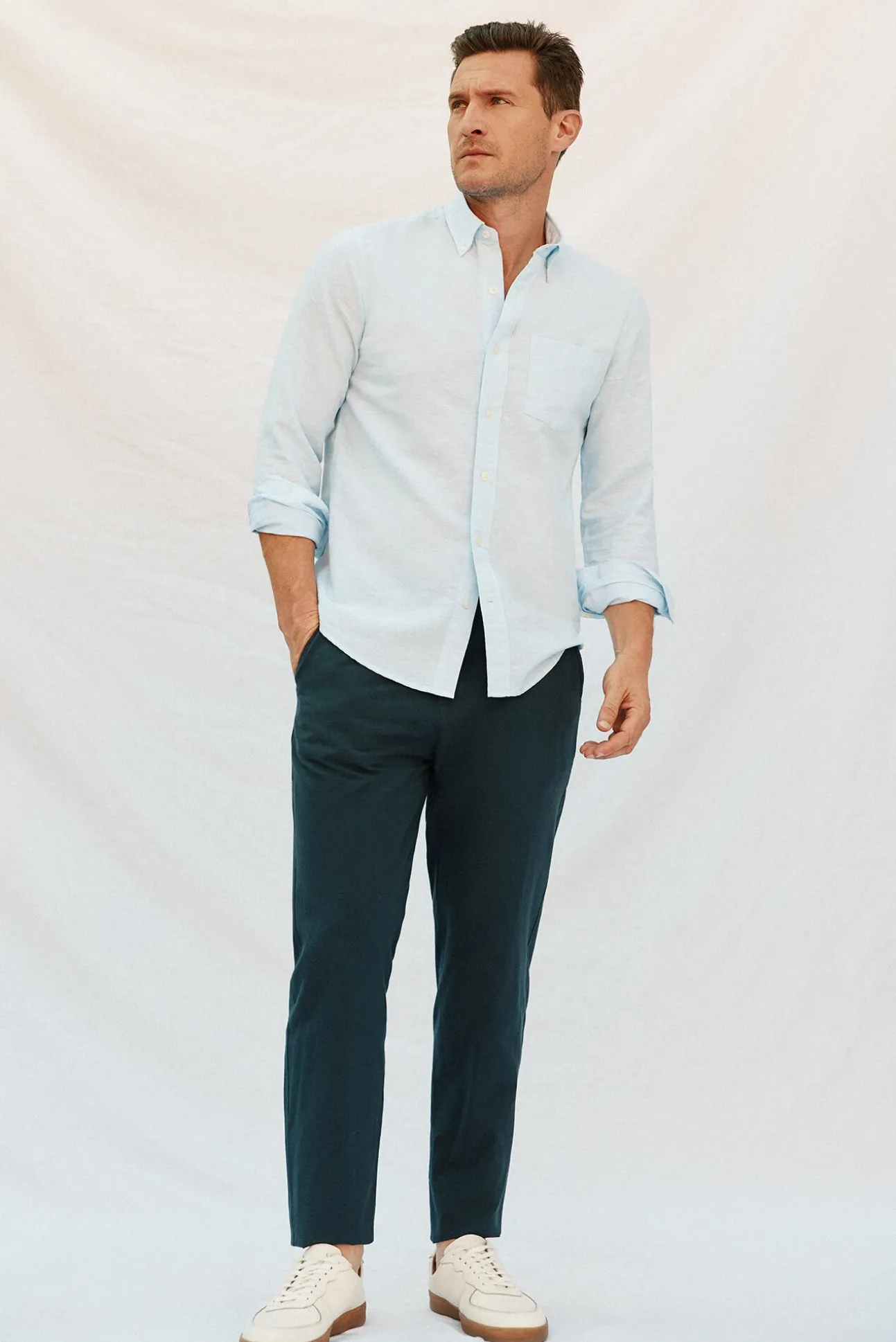 Camisa linho algodão liso