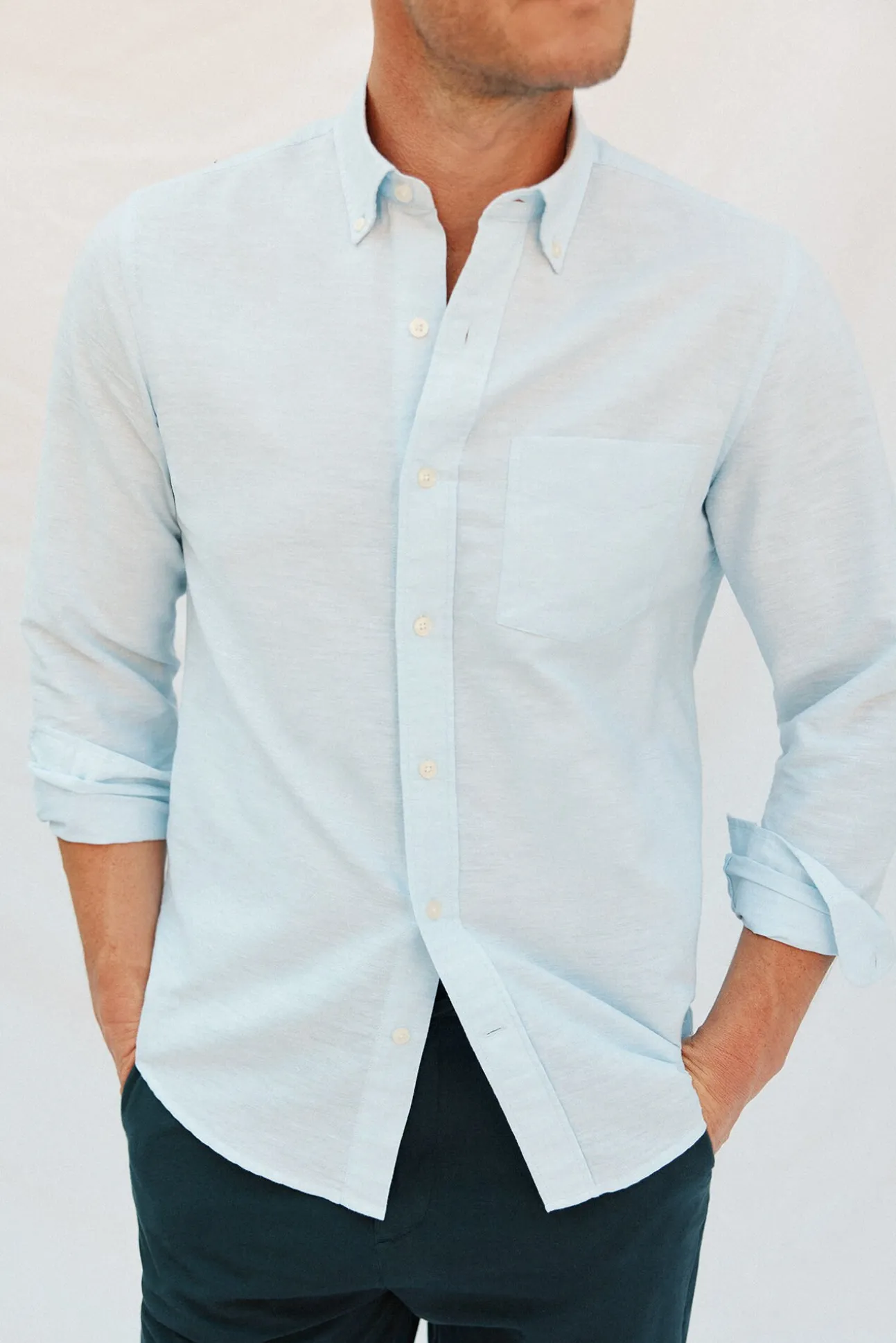Camisa linho algodão liso