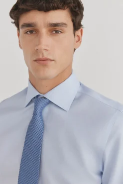 Camisa lisa sem ferro + abotoaduras resistentes a manchas