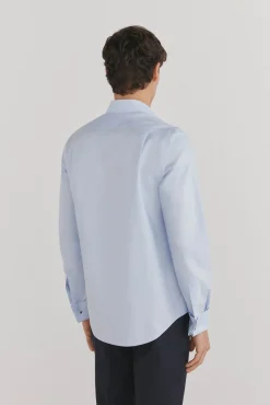 Camisa lisa sem ferro + abotoaduras resistentes a manchas
