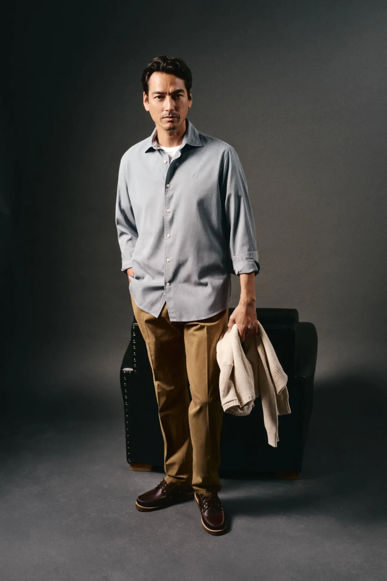 Camisa liso de algodão tencel sarja