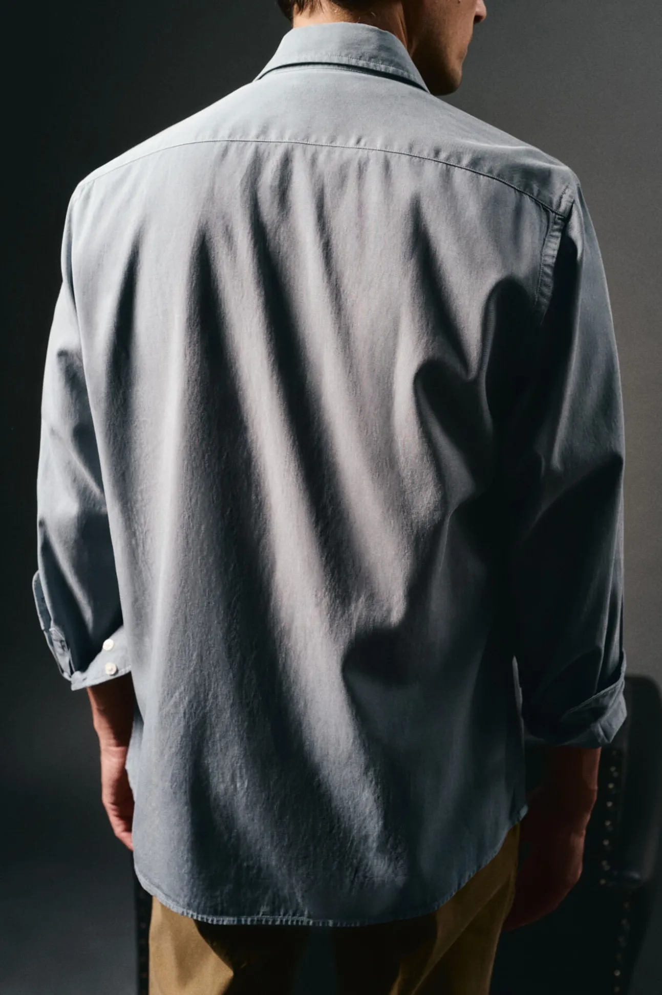 Camisa liso de algodão tencel sarja