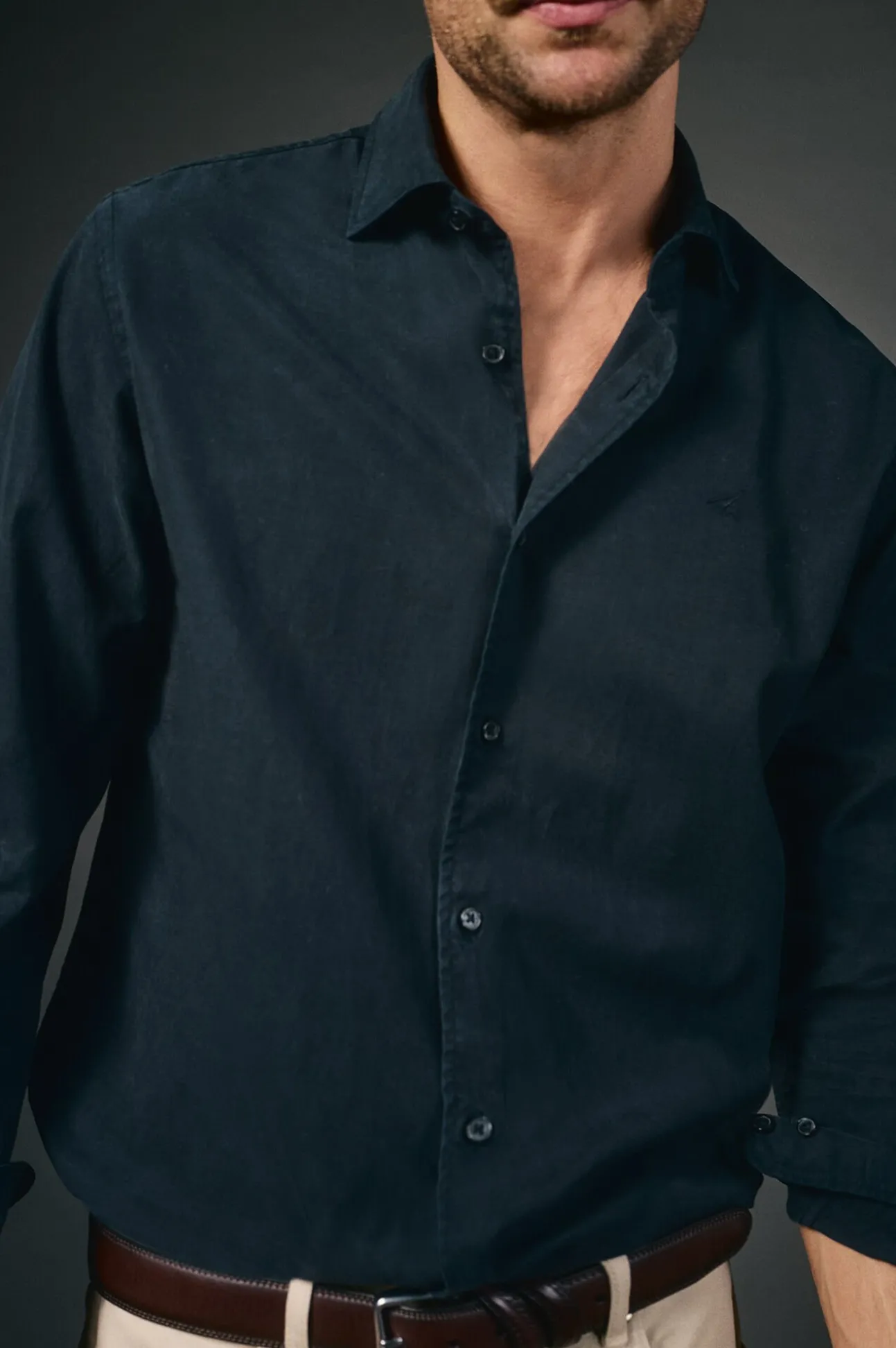 Camisa liso de algodão tencel sarja