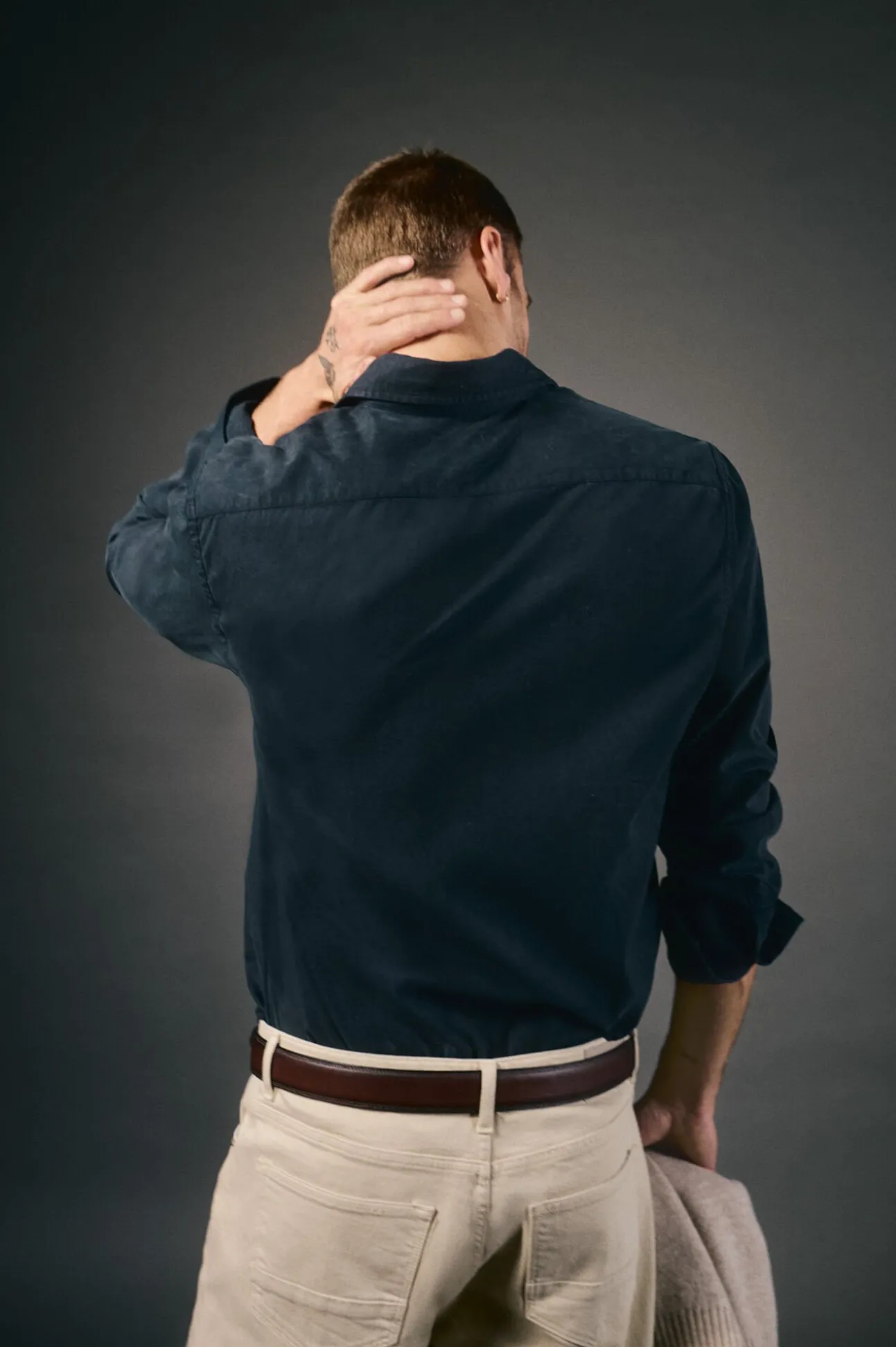 Camisa liso de algodão tencel sarja