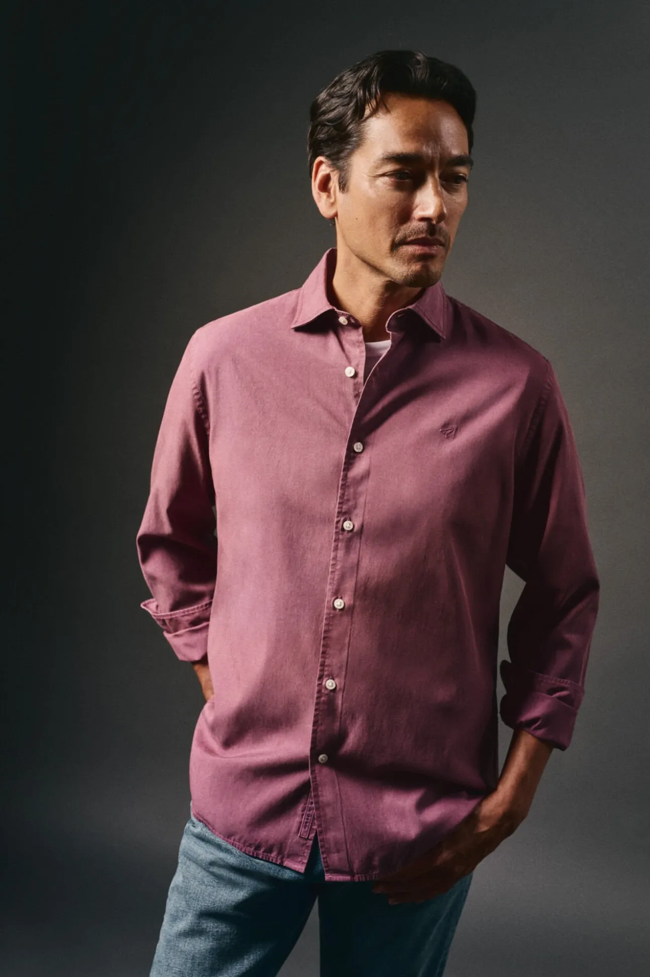 Camisa liso de algodão tencel sarja