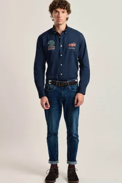 Camisa masculina modelo cavalo azul marinho Valecuatro