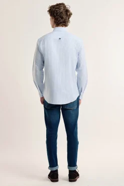Camisa masculina Valecuatro bandeiras azuis claras modelo