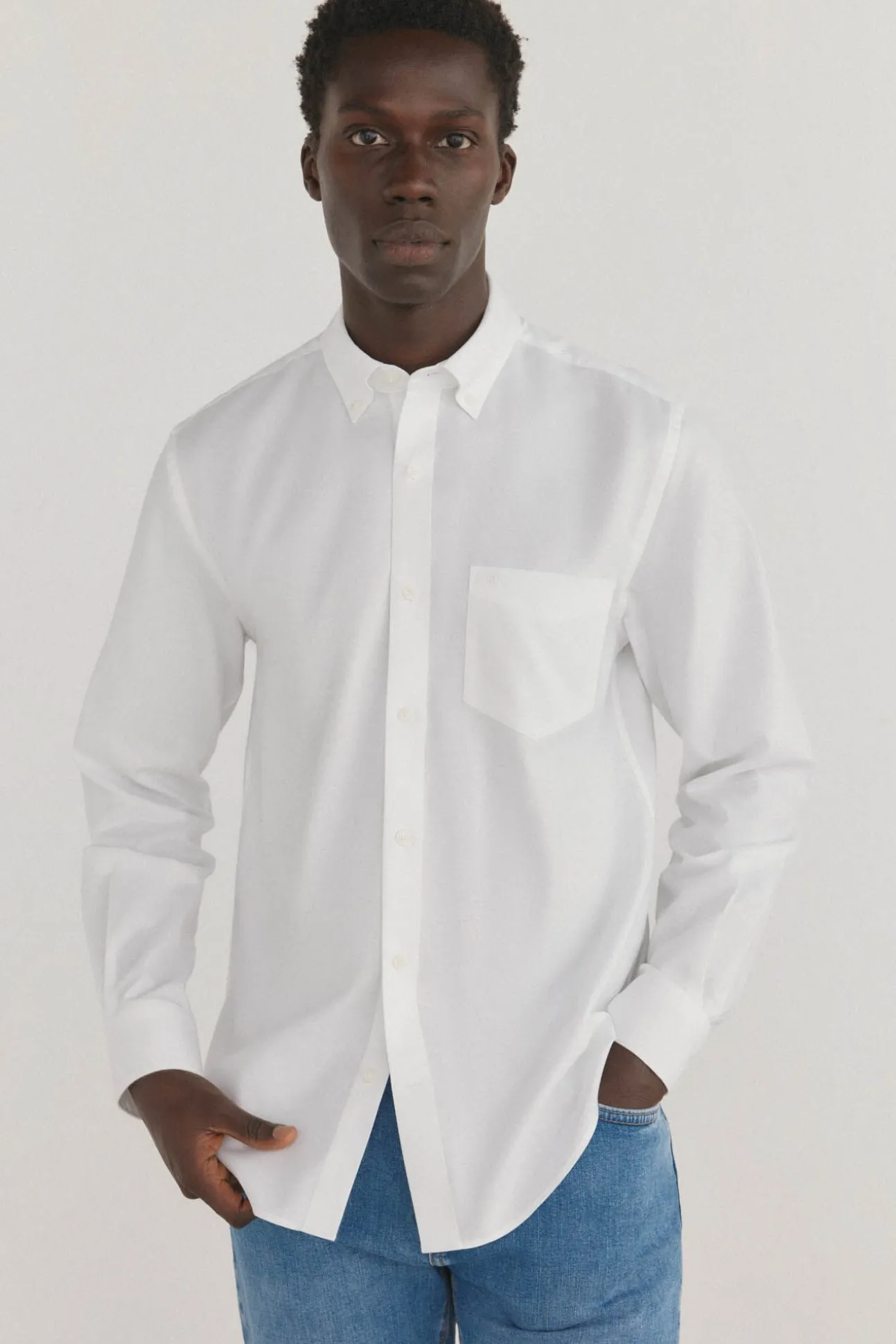 Camisa non-iron oxford liso