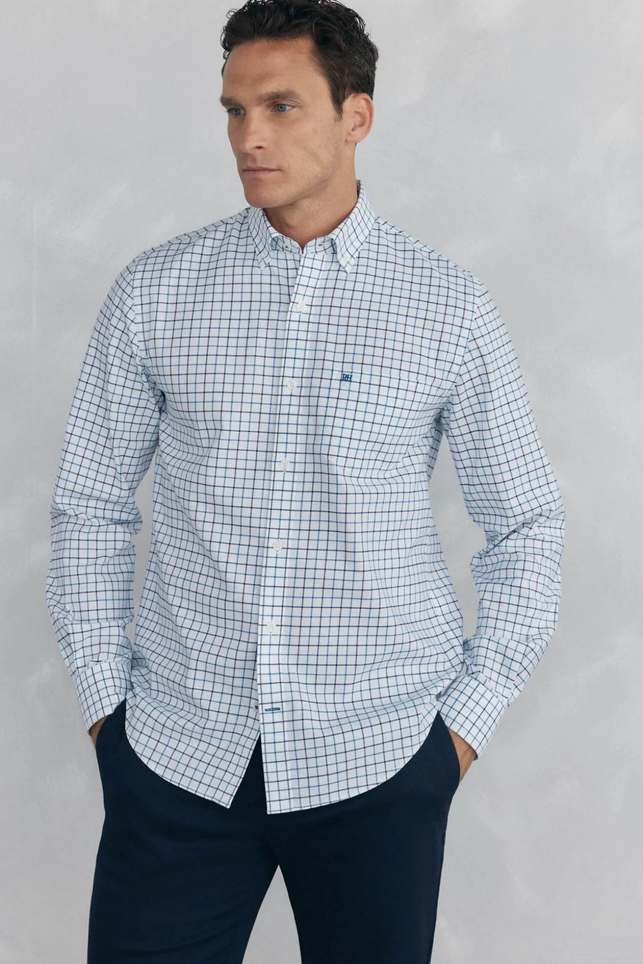 Camisa non-iron oxford quadrados