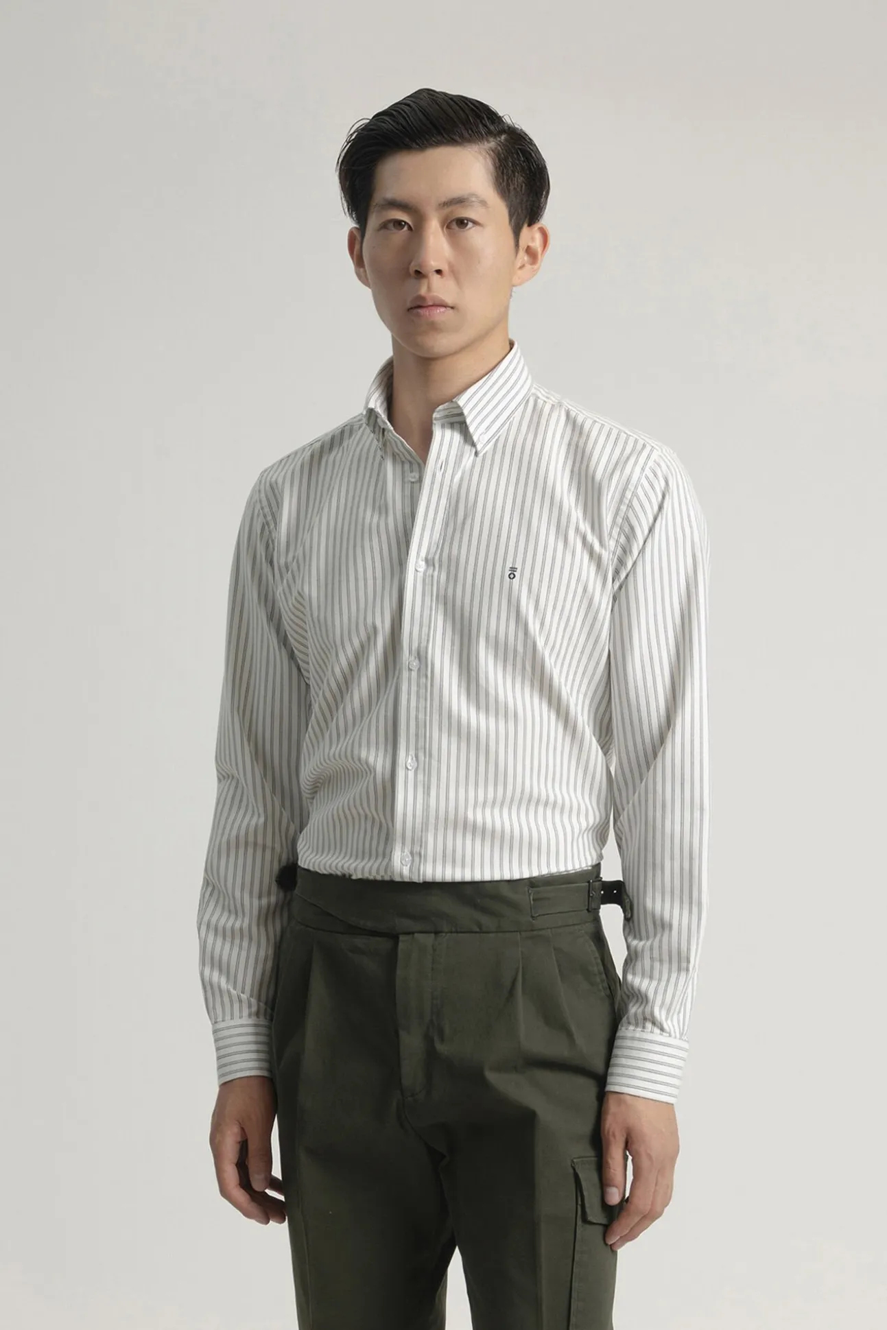 Camisa oxford listrada de algodão slim