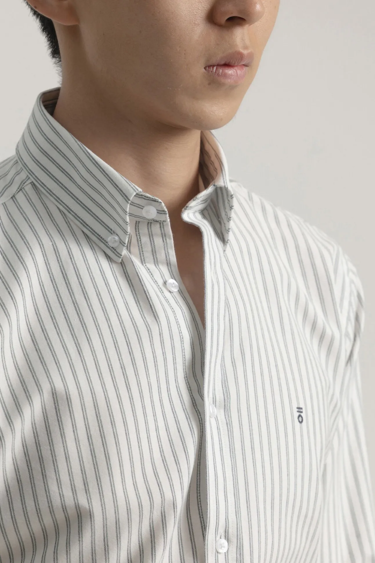Camisa oxford listrada de algodão slim