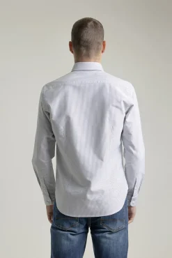 Camisa oxford riscas de algodão slim