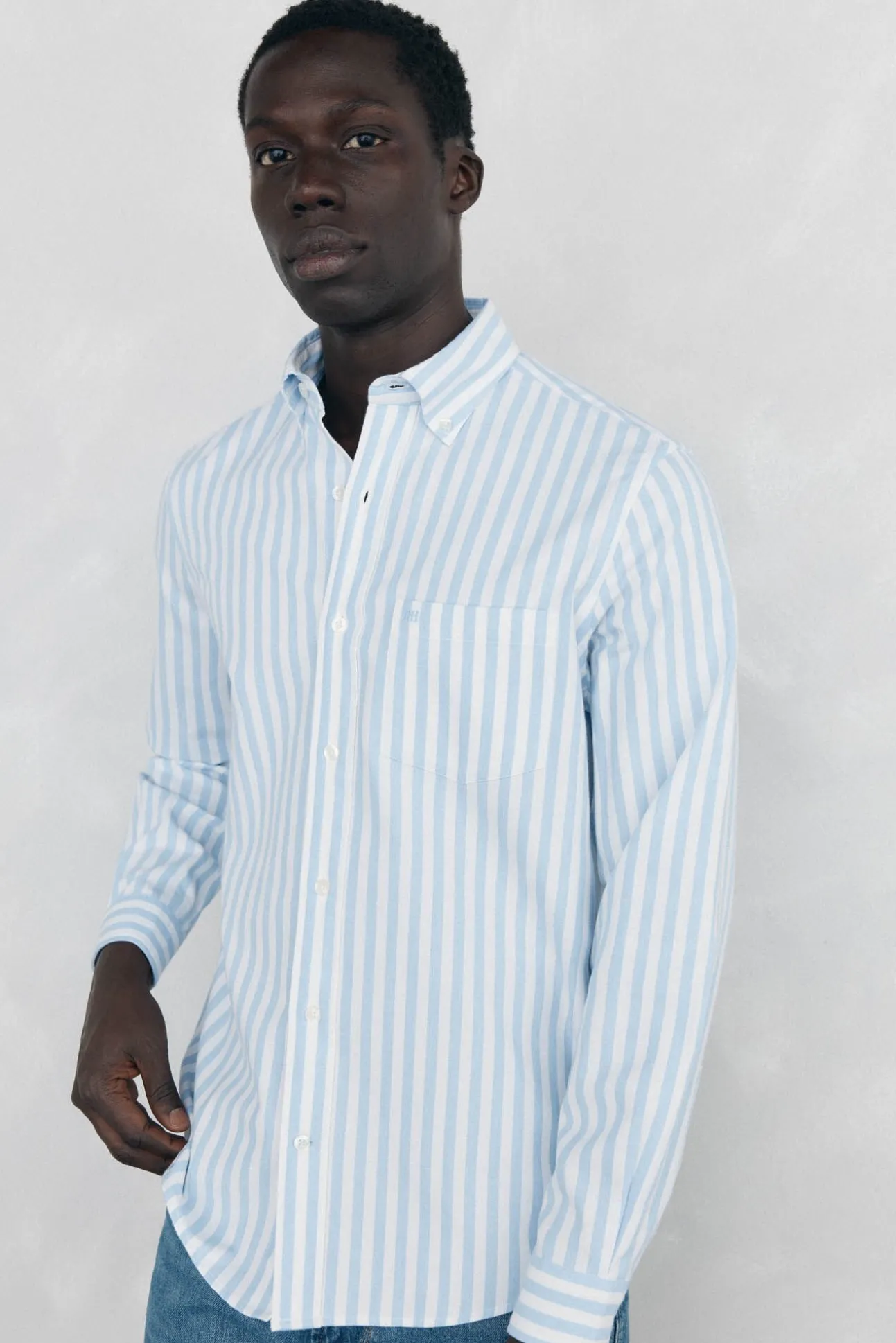 Camisa Oxford Riscas Escovada