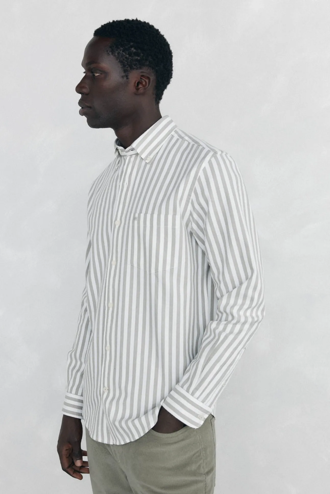 Camisa Oxford Riscas Escovada