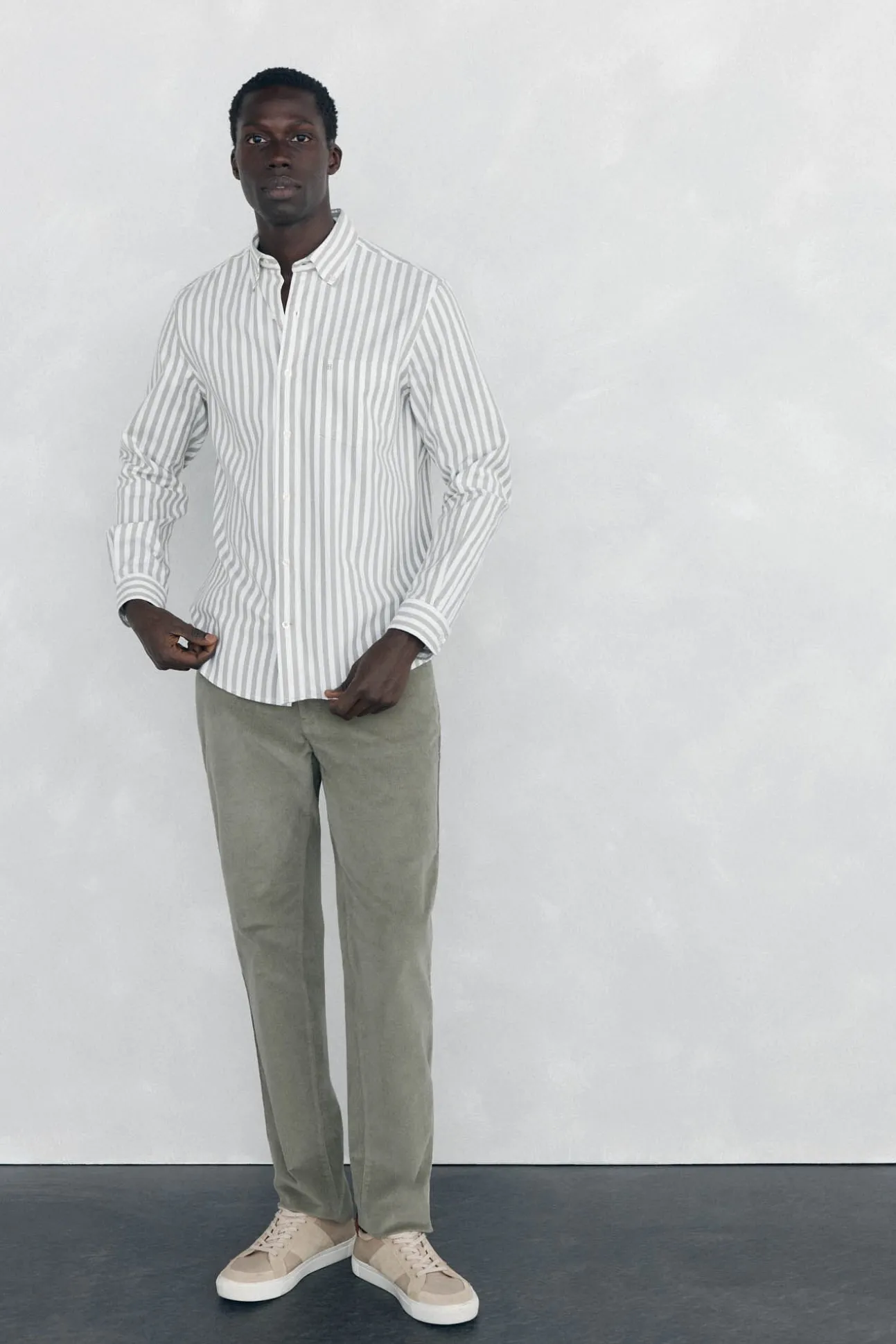 Camisa Oxford Riscas Escovada