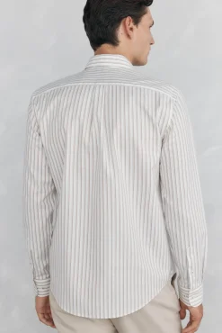 Camisa oxford riscas sem ferro