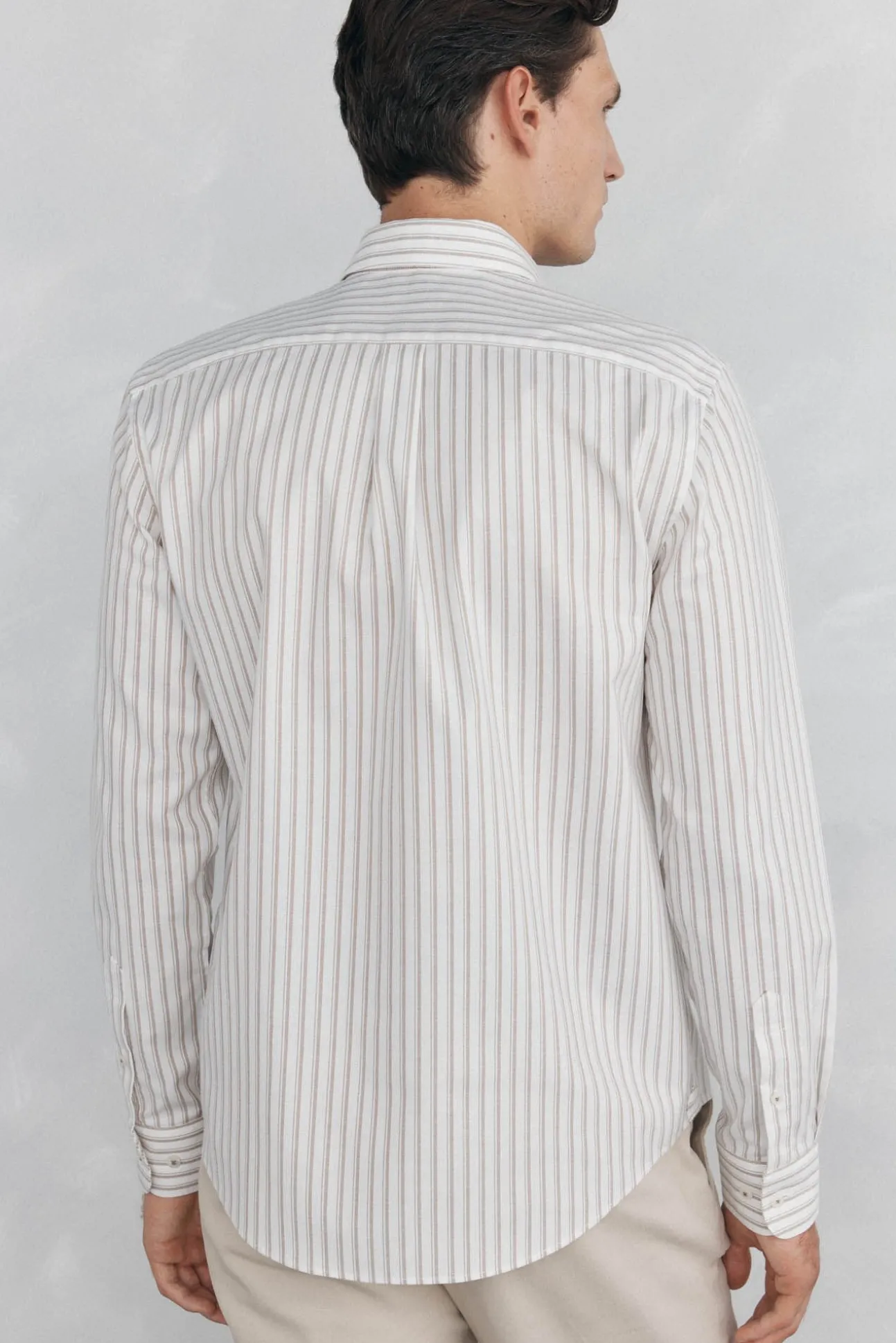 Camisa oxford riscas sem ferro