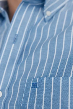 Camisa oxford riscas sem ferro